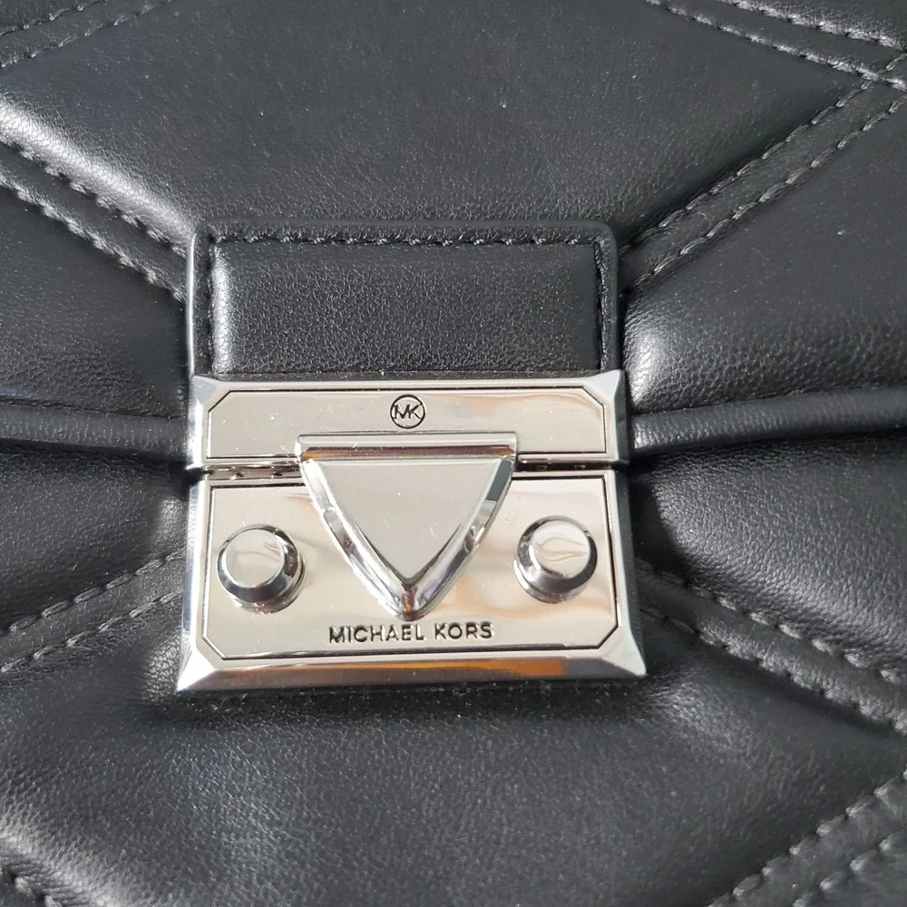 Michael Kors‎ Serena Black Quilted Leather Flap Shoulder Bag 35S2SNRL2U NEW
